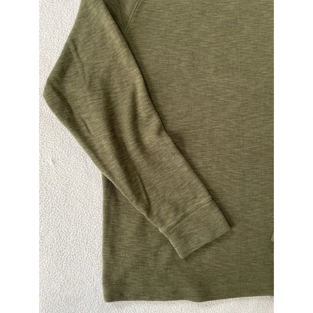 Banana Republic Mens Extra Large Sweatshirt Olive Green Slub Knit Raglan Sleeve